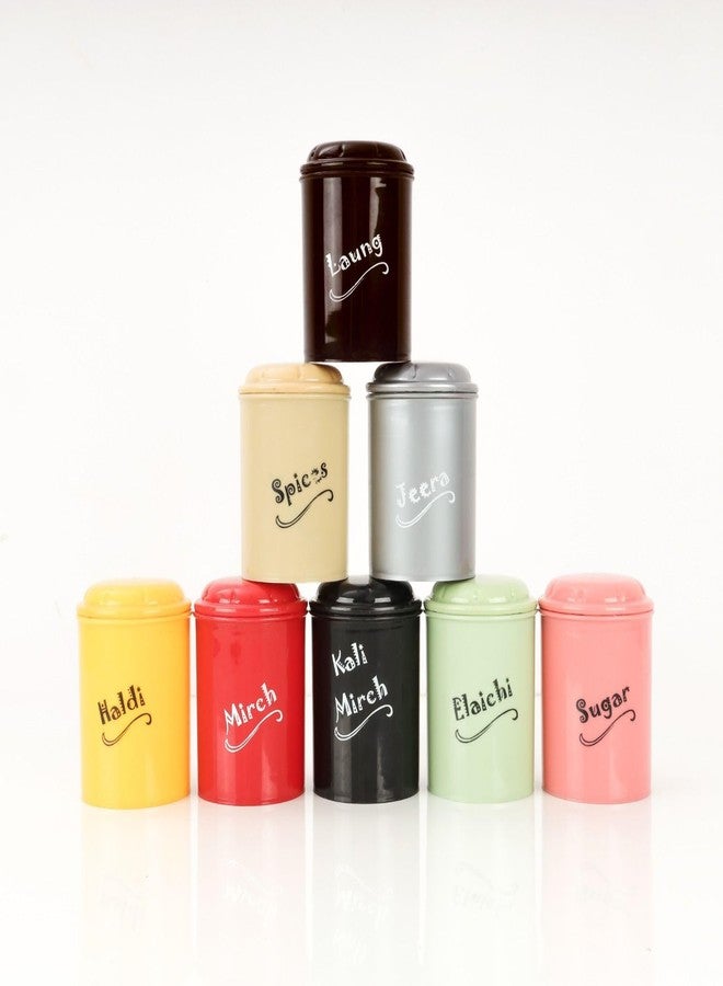 Clazkit Plastic Spice Jar Set of 8 (Each- 300ml) | BPA-Free Spice Container | Kitchen Organizer Multi-Colored Canisters for Masala, Sugar, Mirch, Haldi - Image 1